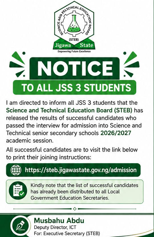 JSS 3 STUDENTS NOTICE